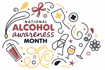 NATIONAL ALCOHOL AWARENESS MONTH vector illustration