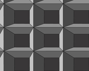 Geometric pattern featuring black cubes on a contrasting background in a cohesive design, vector pattern for backgrounds, posters, etc.