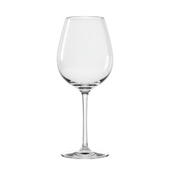 Elegant crystal wine glass with long stem isolated on transparent background