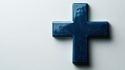 Obraz premium Blue cross, studio shot, white background, faith symbol