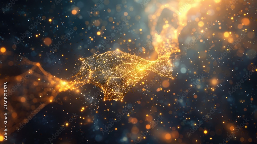 Poster experience an ethereal scene of glowing nodes pulsating in a celestial expanse. this abstract repres