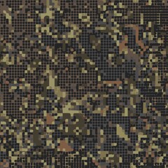 Pixelated camouflage pattern background, brown military print design