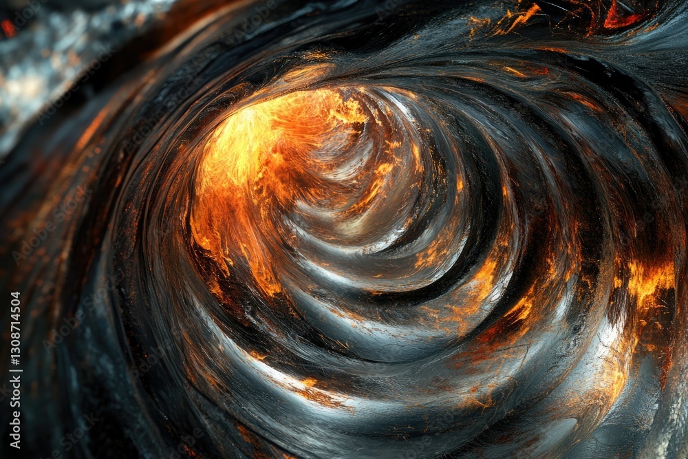 Poster Abstract swirling vortex of fire and dark matter, creating a mesmerizing and intense visual experience.