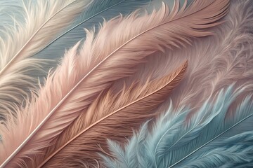 Colorful feather abstract background, blue brown