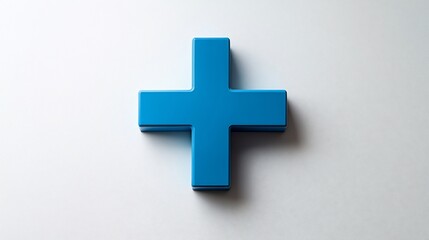 Fototapeta premium Blue Plus Symbol on White Background