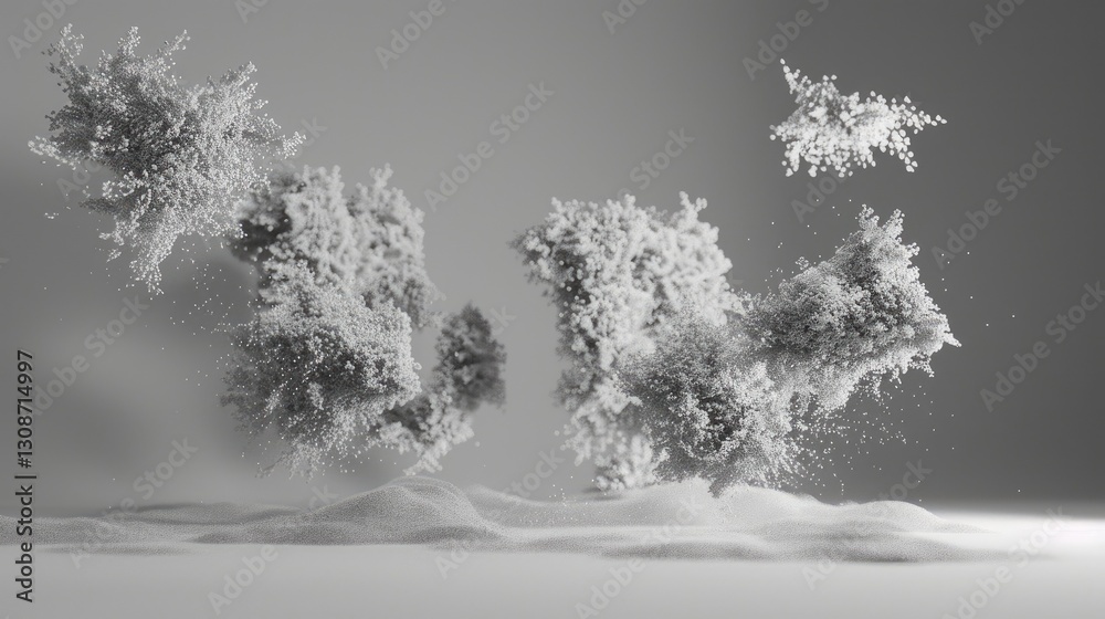 Poster soft, ethereal clouds of dust float gracefully in the air, creating a serene and abstract compositio
