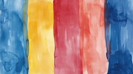 Abstract watercolor stripes of different colorful shades are visible