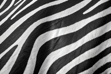 A striking zebra texture background featuring bold black and white stripes, creating a dynamic, natural pattern full of contrast and energy