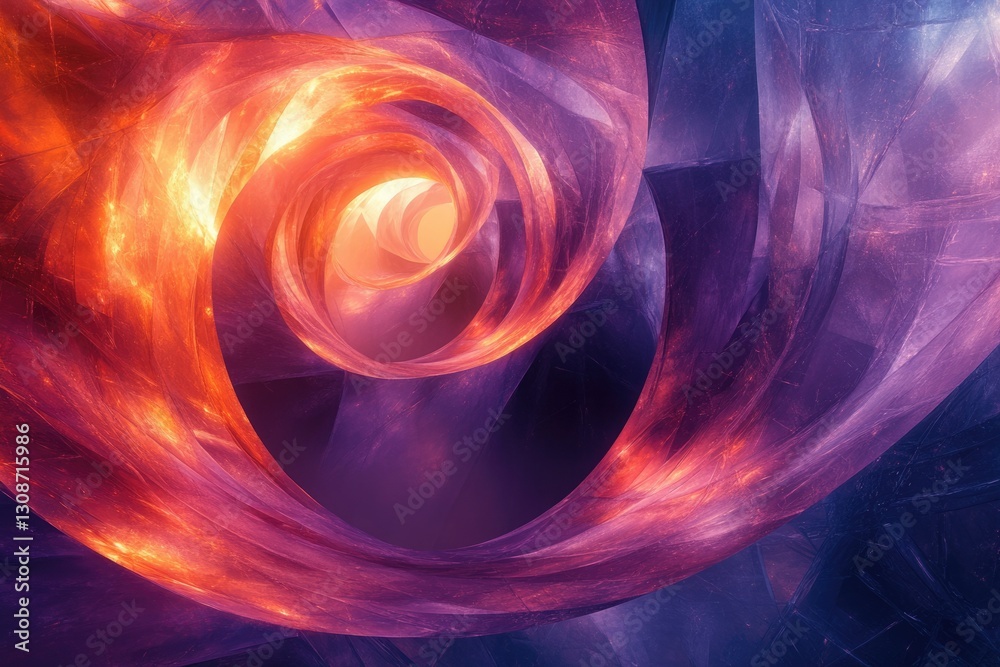 Aufkleber abstract swirling fractal art with vibrant orange and purple hues, creating a mesmerizing and ethere