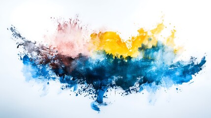 Obraz premium Colorful Abstract Splash of Paint on White Background for Artistic Expressions and Creative Designs
