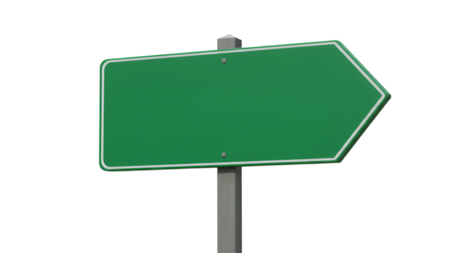Green Directional Sign on Transparent Background for Custom Messages