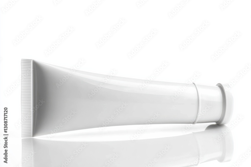 Aufkleber empty white tube lying on a smooth surface ready for creative product packaging design and branding