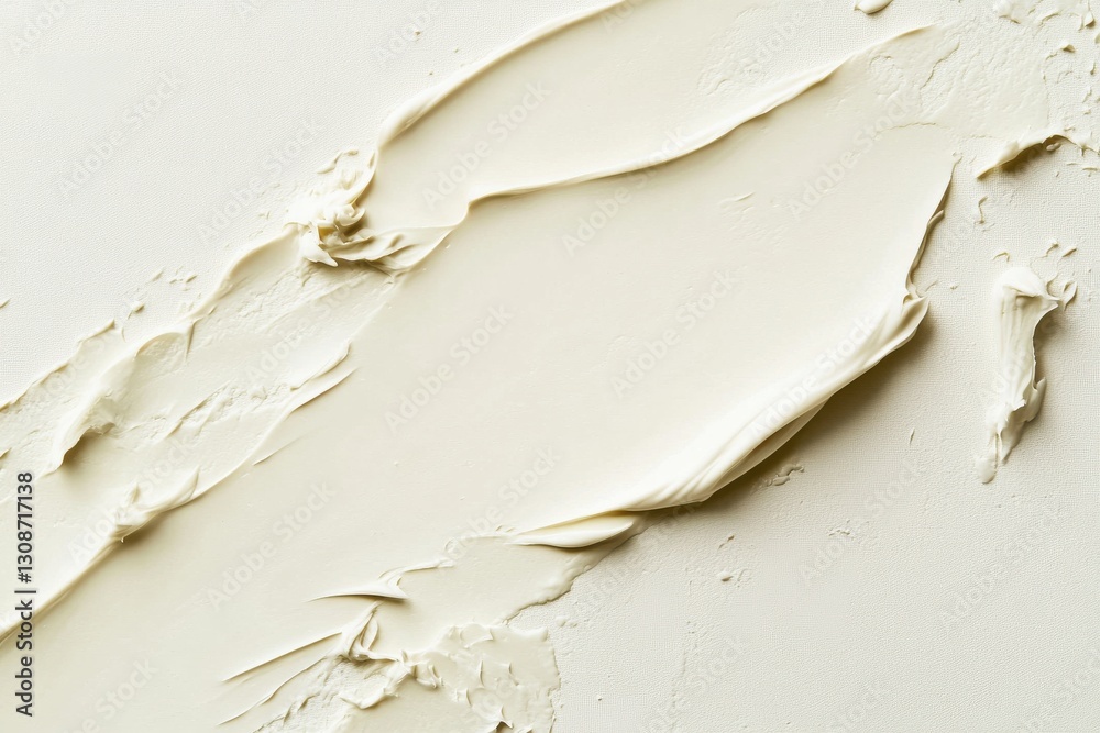Aufkleber Smooth texture of cream-colored paint applied to canvas during art creation process in a bright studio