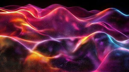 Obraz premium Abstract three dimensional colorful light waves with a dark background