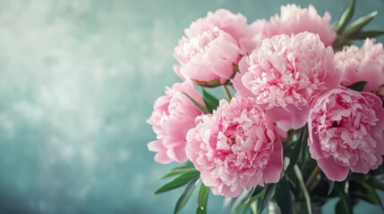 Fototapeta premium A beautiful bouquet of pink flowers against a soft backdrop