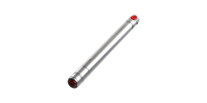 Metallic cylinder with red buttons isolated on transparent background