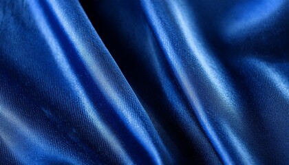 Fototapeta premium Close-up of velvet fabric in deep royal blue, showcasing its soft, rich texture and luxurious feel. The fabric’s intricate details highlight its opulence and elegance. 