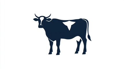 Fototapeta premium Cow silhouette, farm animal, rural background, dairy industry icon
