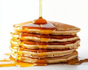 Delicious Stack of Pancakes with Dripping Maple Syrup A Culinary Delight for Breakfast, Brunch, or Dessert Enjoy the Fluffy Texture and Sweet Taste of Homemade Pancakes, Perfect for a Weekend Treat