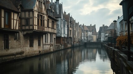 Fototapeta premium Amiens Architecture. Saint Leu District with Stream and Historic Buildings in Picardie, France