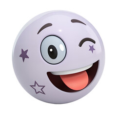 Fototapeta premium 3D icon, Playful Emoticon with Tongue Out and Eyes Twinkling