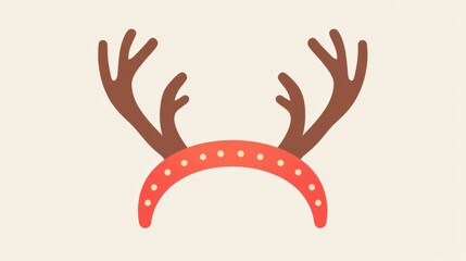 Fototapeta premium Antlers Headband. Christmas Reindeer Holiday Headband Accessory Flat Icon Design