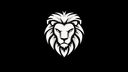 Majestic lion head, black background, logo design, powerful animal