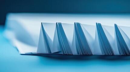 A close up of folded paper showing multiple triangular sections