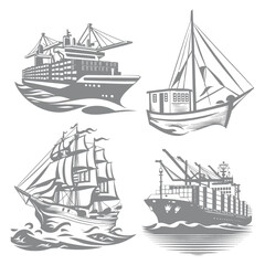 vector illustration of a ship