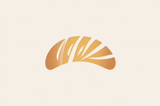 Minimalist bread logo featuring abstract loaf silhouette with wheat texture in warm beige and gold color scheme designed for a bakery