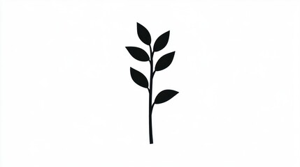 Fototapeta premium Simple plant sprig, white background, nature icon, website design
