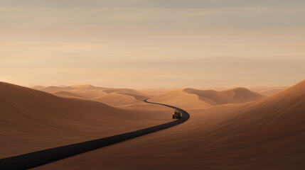 Paving Machine Creating a Path Through the Desert