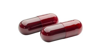 red medicine pills isolated on white background