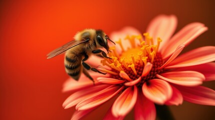 Honeybee on Flower: Pollination, Spring Blossom, Macro Close-up, Nature's Beauty, Insect Wildlife