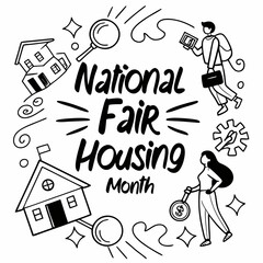 NATIONAL FAIR HOUSING MONTH vector illustration