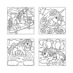 Pink unicorns coloring book with adorable fantasy creatures and whimsical designs for kids