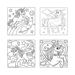 Pink unicorns coloring book with adorable fantasy creatures and whimsical designs for kids.