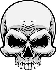 A skull design in a vintage retro woodcut style