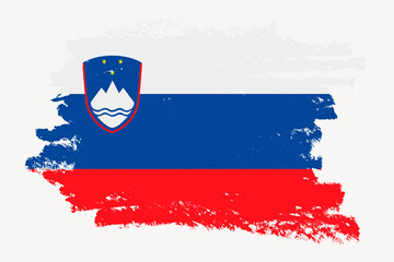 Flag of Slovenia, paint stroke design, off white background