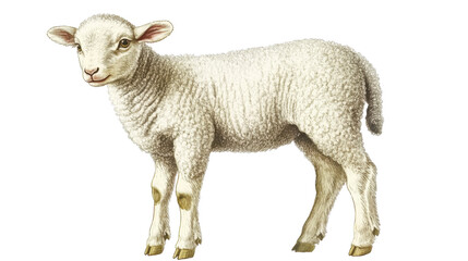 Fototapeta premium Fluffy Lamb isolated on white background