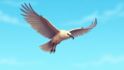 Obraz premium Art flying bird against blue sky background.