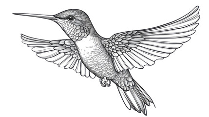 Obraz premium Tropical hummingbird illustration isolated on white background