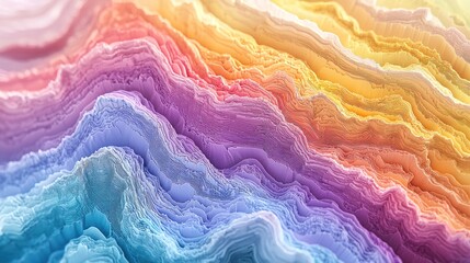 Abstract colorful layered hills with a gradient of varying hues