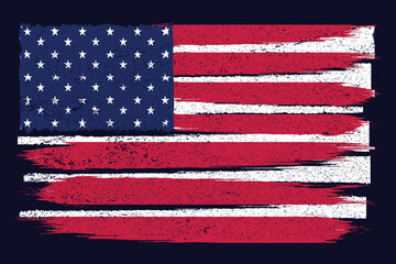 Grunge American Flag Design for Patriotic Graphics. Distressed American Flag.