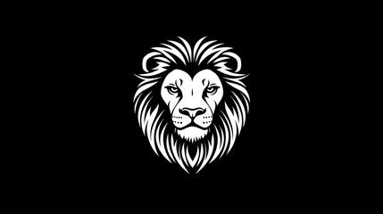 Fototapeta premium Majestic lion head, black background, wildlife, logo design