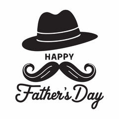 Happy Father`s Day greeting card with lettering design, hat and moustache