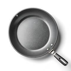 Gray frying pan isolated on white background. Frying non-stick frying pan made of titanium and granite. Isolate with shadow
