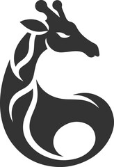 Giraffe turning its head backward vector silhouette