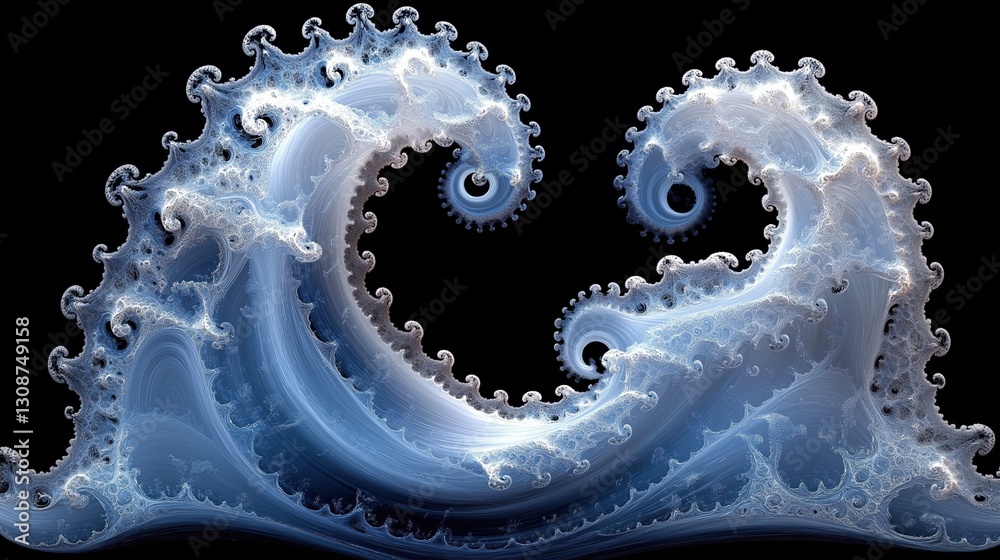 Aufkleber large wave with a spiral shape, resembling a squid. the wave is surrounded by a dark background, whi