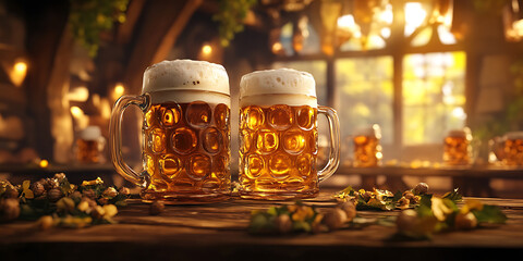 Classic Oktoberfest Beer Keg Tapping Ceremony with Traditional Bavarian Charm
